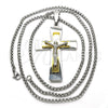 Stainless Steel Pendant Necklace, Crucifix Design, Polished, Two Tone, 04.116.0025.30 (03 MM Thickness, 30 Inches Length)