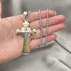 Stainless Steel Pendant Necklace, Cross Design, Polished, Two Tone, 04.116.0028.30 (03 MM Thickness, 30 Inches Length)