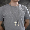 Stainless Steel Pendant Necklace, Crucifix Design, Polished, Two Tone, 04.116.0030.30 (03 MM Thickness, 30 Inches Length)