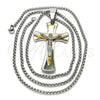 Stainless Steel Pendant Necklace, Crucifix Design, Polished, Two Tone, 04.116.0030.30 (03 MM Thickness, 30 Inches Length)