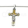 Stainless Steel Pendant Necklace, Crucifix Design, Polished, Two Tone, 04.166.0033.30 (03 MM Thickness, 30 Inches Length)