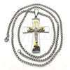 Stainless Steel Pendant Necklace, Crucifix Design, Polished, Two Tone, 04.116.0032.30 (03 MM Thickness, 30 Inches Length)