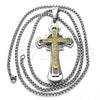 Stainless Steel Pendant Necklace, Cross Design, with White Cubic Zirconia, Polished, Two Tone, 04.116.0034.30 (03 MM Thickness, 30 Inches Length)
