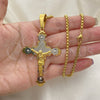 Stainless Steel Pendant Necklace, Crucifix Design, Polished, Two Tone, 04.116.0035.30 (03 MM Thickness, 30 Inches Length)