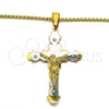 Stainless Steel Pendant Necklace, Crucifix Design, Polished, Two Tone, 04.116.0035.30 (03 MM Thickness, 30 Inches Length)
