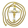 Stainless Steel Pendant Necklace, Crucifix Design, Polished, Two Tone, 04.116.0035.30 (03 MM Thickness, 30 Inches Length)
