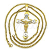 Stainless Steel Pendant Necklace, Crucifix Design, Polished, Two Tone, 04.116.0035.30 (03 MM Thickness, 30 Inches Length)