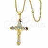 Stainless Steel Pendant Necklace, Crucifix Design, Polished, Two Tone, 04.116.0035.30 (03 MM Thickness, 30 Inches Length)