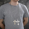 Stainless Steel Pendant Necklace, Cross Design, Polished, Two Tone, 04.116.0038.30 (03 MM Thickness, 30 Inches Length)