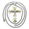 Stainless Steel Pendant Necklace, Cross Design, Polished, Two Tone, 04.116.0038.30 (03 MM Thickness, 30 Inches Length)