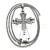 Stainless Steel Pendant Necklace, Cross Design, with White Cubic Zirconia, Polished, Steel Finish, 04.116.0039.30 (03 MM Thickness, 30 Inches Length)