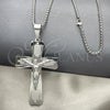 Stainless Steel Pendant Necklace, Crucifix Design, Polished, Steel Finish, 04.116.0040.30