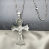 Stainless Steel Pendant Necklace, Crucifix Design, Polished, Steel Finish, 04.116.0042.30 (03 MM Thickness, 30 Inches Length)