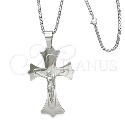 Stainless Steel Pendant Necklace, Crucifix Design, Polished, Steel Finish, 04.116.0042.30 (03 MM Thickness, 30 for wholesale, main product view