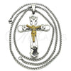 Stainless Steel Pendant Necklace, Crucifix Design, Polished, Two Tone, 04.116.0043.30 (03 MM Thickness, 30 Inches Length)