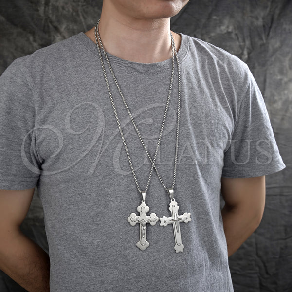 Stainless Steel Necklace — Pendant Necklace Cross Design Polished 04. 03 MM — alternate product view — SKU 128210 | Acero Inoxidable collar — Pendant Necklace cruz diseño pulido 04. 03 MM — SKU 128210
