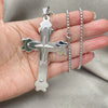 Stainless Steel Pendant Necklace, Cross Design, Polished, Steel Finish, 04.116.0044.30 (03 MM Thickness, 30 Inches Length)