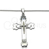 Stainless Steel Pendant Necklace, Cross Design, Polished, Steel Finish, 04.116.0044.30 (03 MM Thickness, 30 Inches Length)