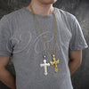 Stainless Steel Pendant Necklace, Crucifix Design, Polished, Golden Finish, 04.116.0047.30 (03 MM Thickness, 30 Inches Length)