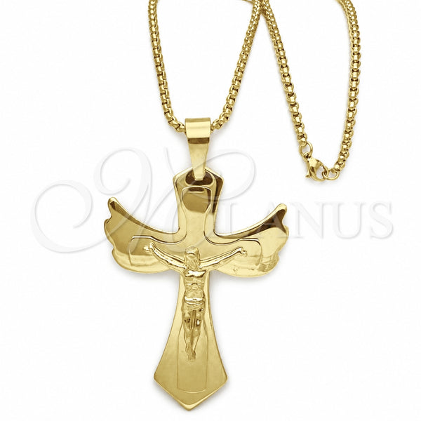 Stainless Steel Necklace — Pendant Necklace Crucifix Design Polished 04. 03 MM — main product view — SKU 128213 | Acero Inoxidable collar — Pendant Necklace Crucifix diseño pulido 04. 03 MM — SKU 128213