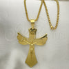 Stainless Steel Pendant Necklace, Crucifix Design, Polished, Golden Finish, 04.116.0047.30 (03 MM Thickness, 30 Inches Length)