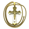 Stainless Steel Pendant Necklace, Crucifix Design, Polished, Golden Finish, 04.116.0048.30 (03 MM Thickness, 30 Inches Length)
