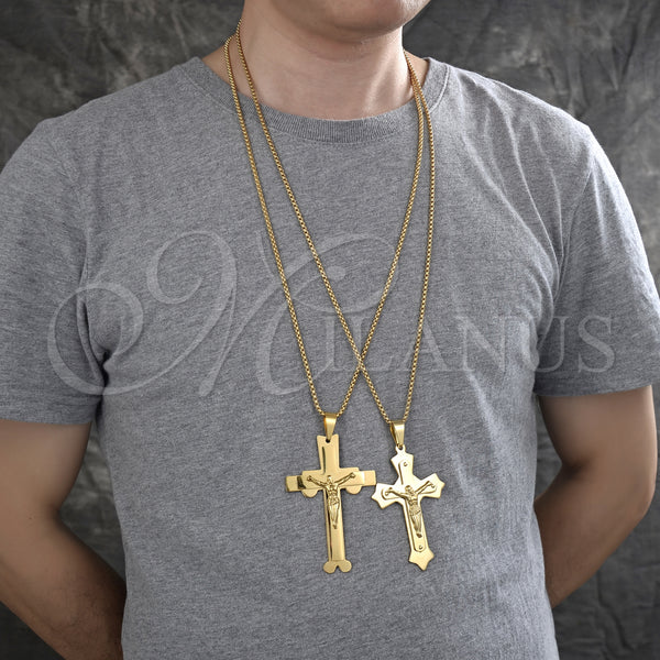 Stainless Steel Necklace — Pendant Necklace Crucifix Design Polished 04. 03 MM — alternate product view — SKU 128215 | Acero Inoxidable collar — Pendant Necklace Crucifix diseño pulido 04. 03 MM — SKU 128215