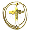 Stainless Steel Pendant Necklace, Crucifix Design, Polished, Golden Finish, 04.116.0049.30 (03 MM Thickness, 30 Inches Length)