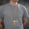 Stainless Steel Pendant Necklace, Cross Design, Polished, Two Tone, 04.116.0051.30 (03 MM Thickness, 30 Inches Length)