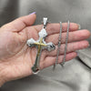 Stainless Steel Pendant Necklace, Cross Design, Polished, Two Tone, 04.116.0051.30 (03 MM Thickness, 30 Inches Length)