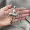 Stainless Steel Pendant Necklace, Cross Design, Polished, Two Tone, 04.116.0051.30 (03 MM Thickness, 30 Inches Length)