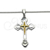 Stainless Steel Pendant Necklace, Cross Design, Polished, Two Tone, 04.116.0051.30 (03 MM Thickness, 30 Inches Length)