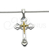 Stainless Steel Pendant Necklace, Cross Design, Polished, Two Tone, 04.116.0051.30 (03 MM Thickness, 30 Inches Length)