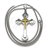 Stainless Steel Pendant Necklace, Cross Design, Polished, Two Tone, 04.116.0051.30 (03 MM Thickness, 30 Inches Length)