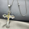 Stainless Steel Pendant Necklace, Cross Design, Polished, Two Tone, 04.116.0051.30 (03 MM Thickness, 30 Inches Length)