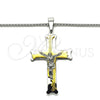 Stainless Steel Pendant Necklace, Crucifix Design, Polished, Two Tone, 04.116.0052.1.30 (03 MM Thickness, 30 Inches Length)