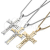 Stainless Steel Pendant Necklace, Crucifix Design, Polished, Two Tone, 04.116.0052.1.30 (03 MM Thickness, 30 Inches Length)