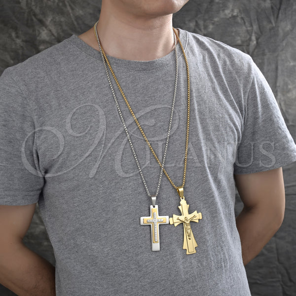 Stainless Steel Necklace — Pendant Necklace Crucifix Design Polished 04. 03 MM — alternate product view — SKU 128226 | Acero Inoxidable collar — Pendant Necklace Crucifix diseño pulido 04. 03 MM — SKU 128226