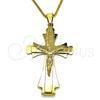 Stainless Steel Pendant Necklace, Crucifix Design, Polished, Golden Finish, 04.116.0055.1.30 (03 MM Thickness, 30 Inches Length)