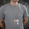 Stainless Steel Pendant Necklace, Crucifix Design, Polished, Two Tone, 04.116.0056.1.30 (03 MM Thickness, 30 Inches Length)