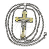 Stainless Steel Pendant Necklace, Crucifix Design, Polished, Two Tone, 04.116.0056.1.30 (03 MM Thickness, 30 Inches Length)