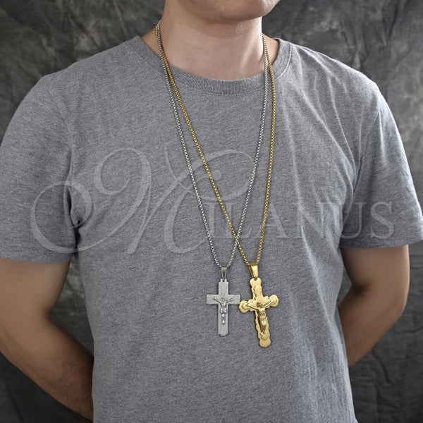 Stainless Steel Necklace — Pendant Necklace Crucifix Design Polished 04. 03 MM — alternate product view — SKU 128230 | Acero Inoxidable collar — Pendant Necklace Crucifix diseño pulido 04. 03 MM — SKU 128230
