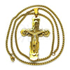 Stainless Steel Pendant Necklace, Crucifix Design, Polished, Golden Finish, 04.116.0057.1.30 (03 MM Thickness, 30 Inches Length)