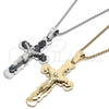 Stainless Steel Pendant Necklace, Crucifix Design, Polished, Golden Finish, 04.116.0057.1.30 (03 MM Thickness, 30 Inches Length)