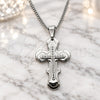 Stainless Steel Pendant Necklace, Cross Design, with White Cubic Zirconia, Polished, Steel Finish, 04.116.0059.30 (03 MM Thickness, 30 Inches Length)