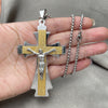 Stainless Steel Pendant Necklace, Crucifix Design, Polished, Two Tone, 04.116.0061.30 (03 MM Thickness, 30 Inches Length)