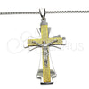 Stainless Steel Pendant Necklace, Crucifix Design, Polished, Two Tone, 04.116.0061.30 (03 MM Thickness, 30 Inches Length)