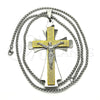 Stainless Steel Pendant Necklace, Crucifix Design, Polished, Two Tone, 04.116.0061.30 (03 MM Thickness, 30 Inches Length)