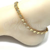 Oro Laminado Fancy Anklet, Gold Filled Style Flower Design, Polished, Golden Finish, 03.100.0049.10 (08 MM Thickness, 10 Inches Length)