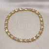 Oro Laminado Fancy Anklet, Gold Filled Style Flower Design, Polished, Golden Finish, 03.100.0049.10 (08 MM Thickness, 10 Inches Length)